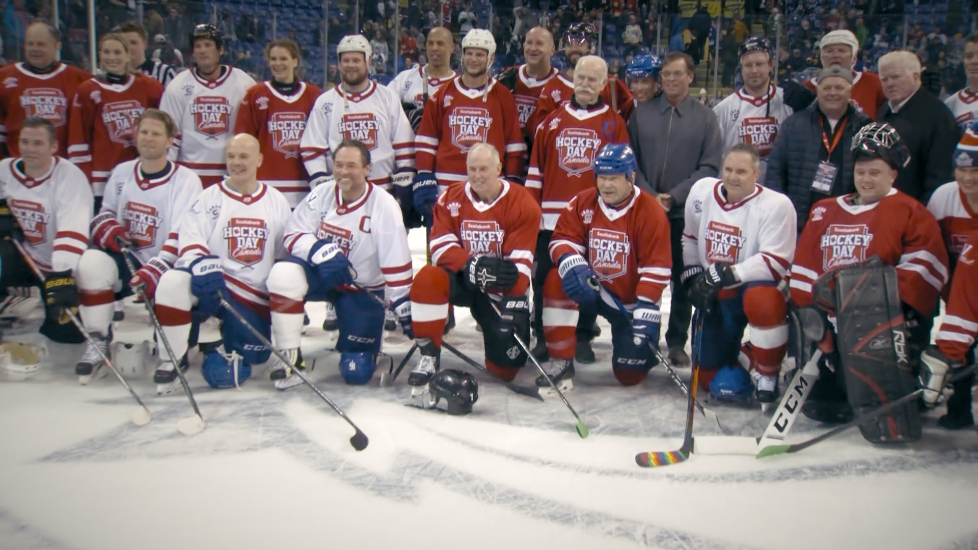 Hockey Day in Canada — players lined up